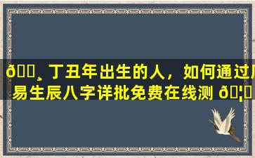 🕸 丁丑年出生的人，如何通过周易生辰八字详批免费在线测 🦁 算自己的命运